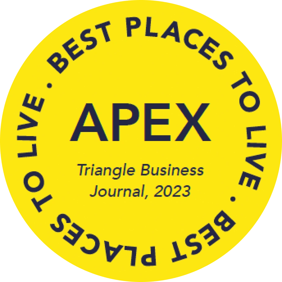 Award badge recognizing Apex North Carolina as top place to live