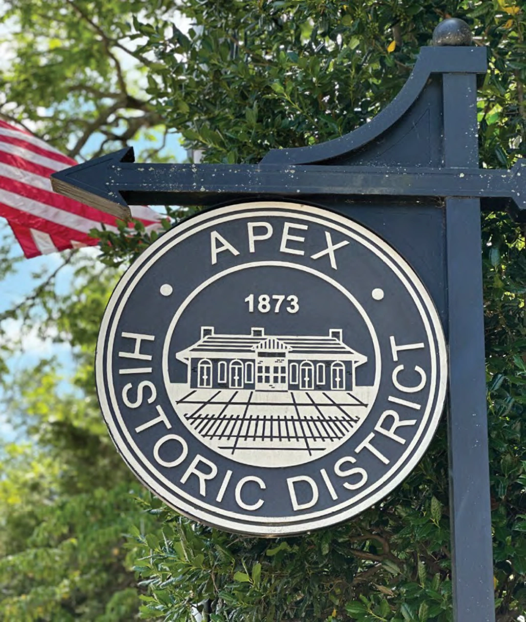 Apex North Carolina historic district marker highlighting local heritage near Veridea